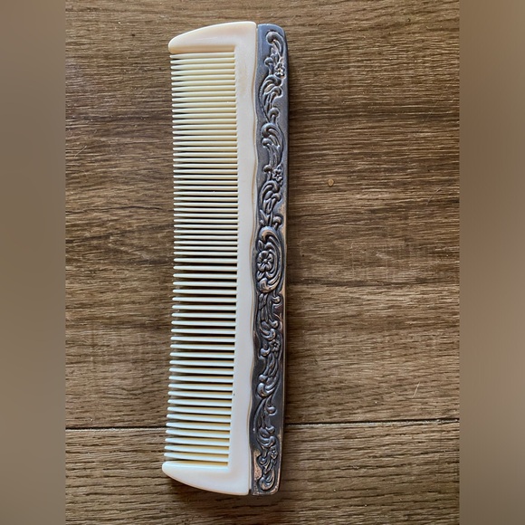 Vintage Silver Plated Bronze Hand Mirror & Comb Set - Picture 3 of 6